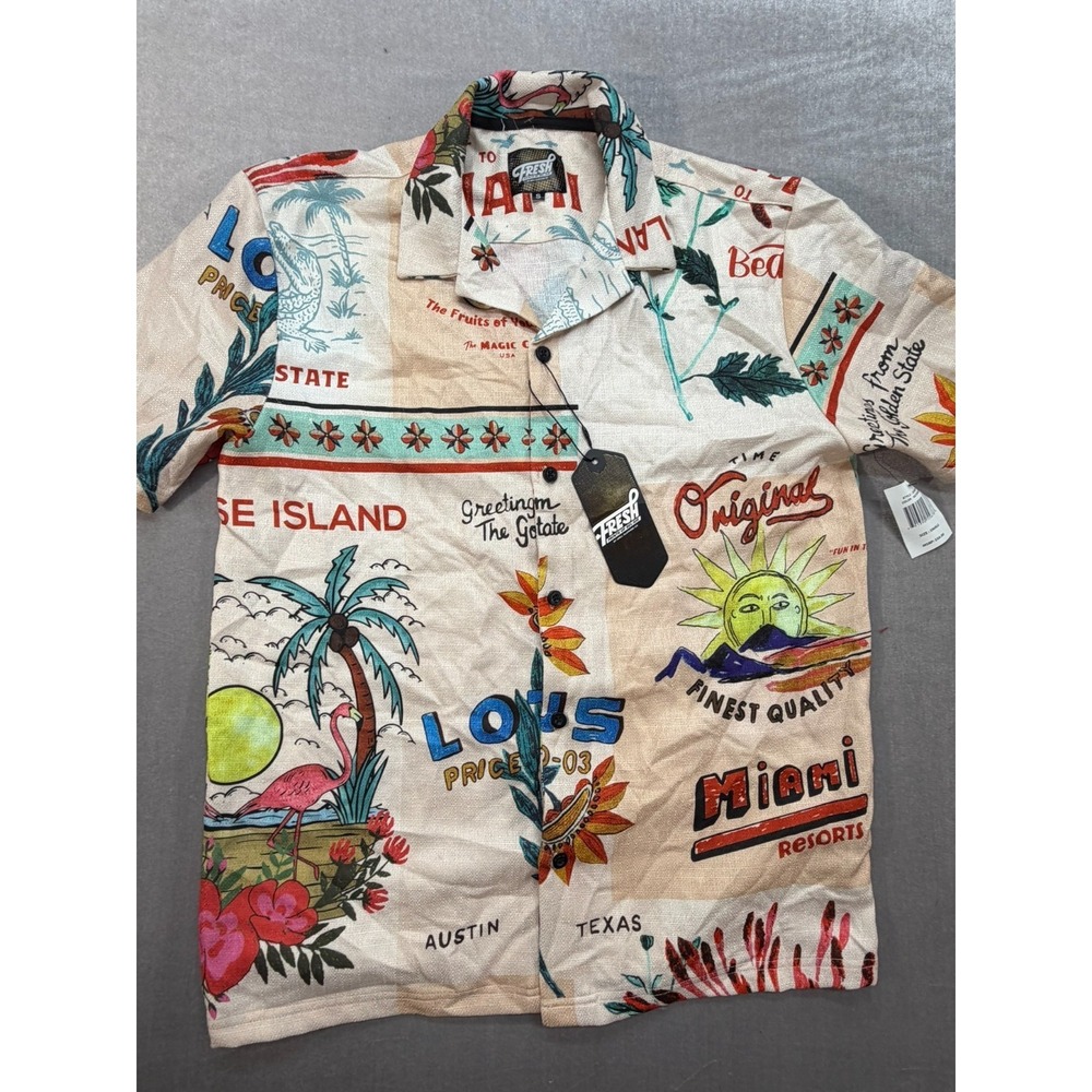 New‎ The Fresh Prints Men Hawaiian Button Up Shirt Size Small